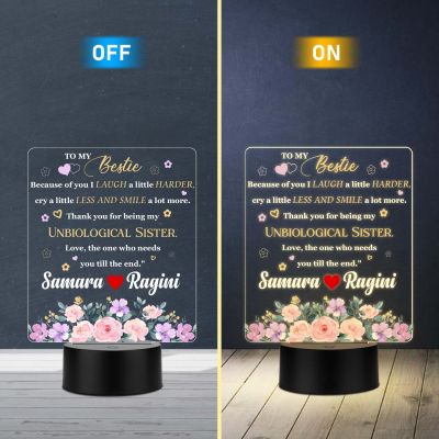 Personalised to My Bestie LED Night Lamp for Best Friends & Soul Sisters  Heartfelt Friendship Quote Home Decor  Meaningful Birthday Gift for Bestie  Warm Glow Tabletop Decor